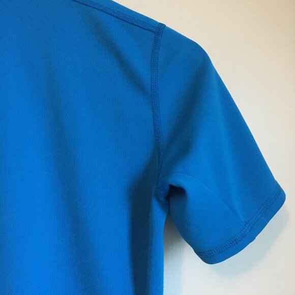 MEC Bright Blue Bubble Short Sleeve Zip Collar Mock Neck Sports Top - Picture 7 of 16